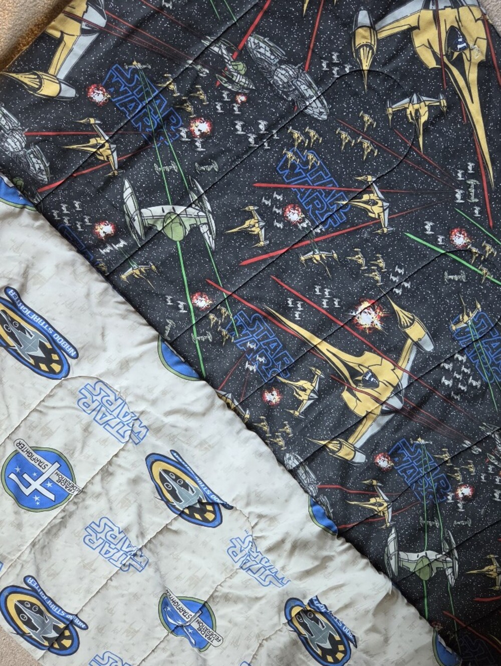 Star Wars Comforter Reversible, Flat Sheet, Pillowcase Episode 1 - 90s